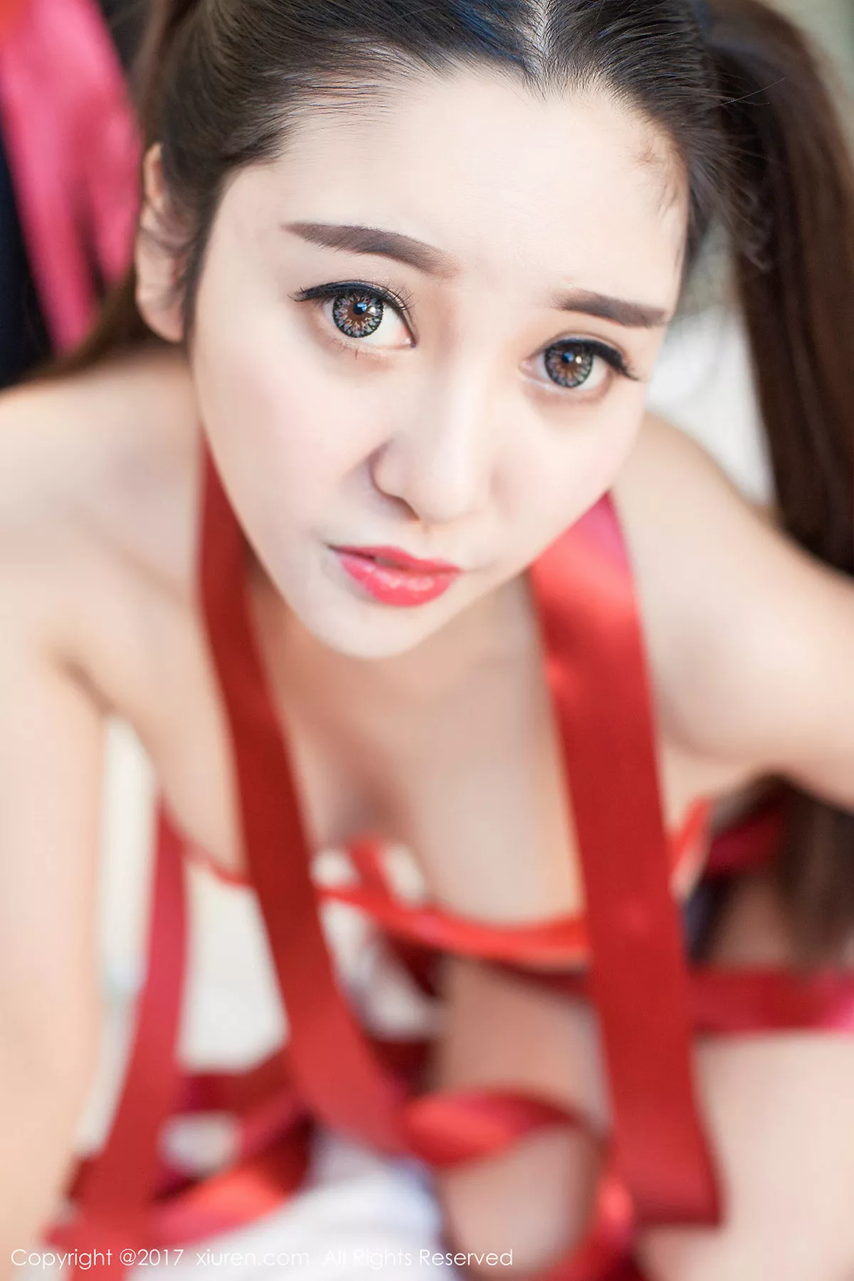秀人集.com_[XiuRen秀人网]No.717_巨乳美女李梓熙居家红飘带遮点秀傲人美乳白嫩胴体诱惑写真68P