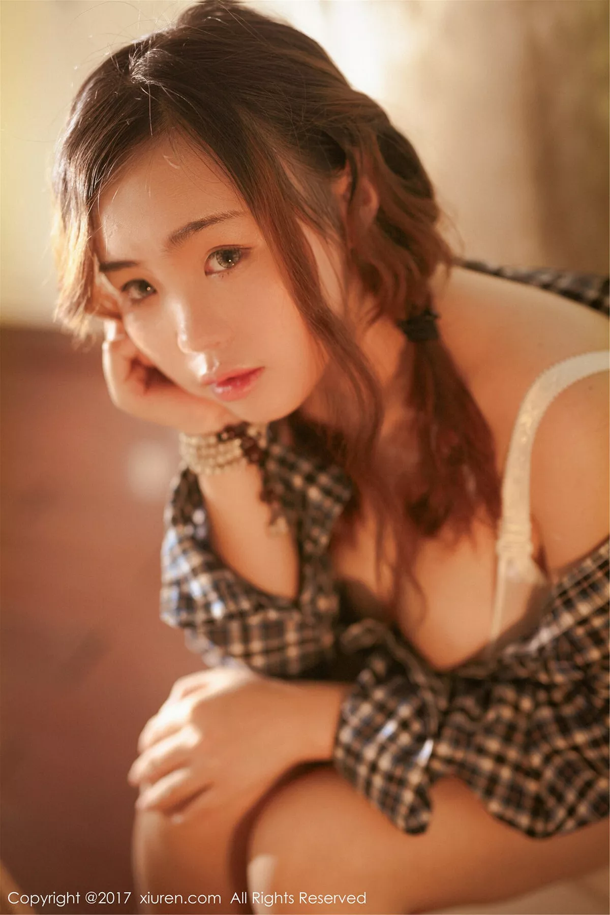 秀人集.com_[XiuRen秀人网]No.754_嫩模米爱Demon格子衬衫下半透内衣秀傲人美乳完美诱惑写真50P