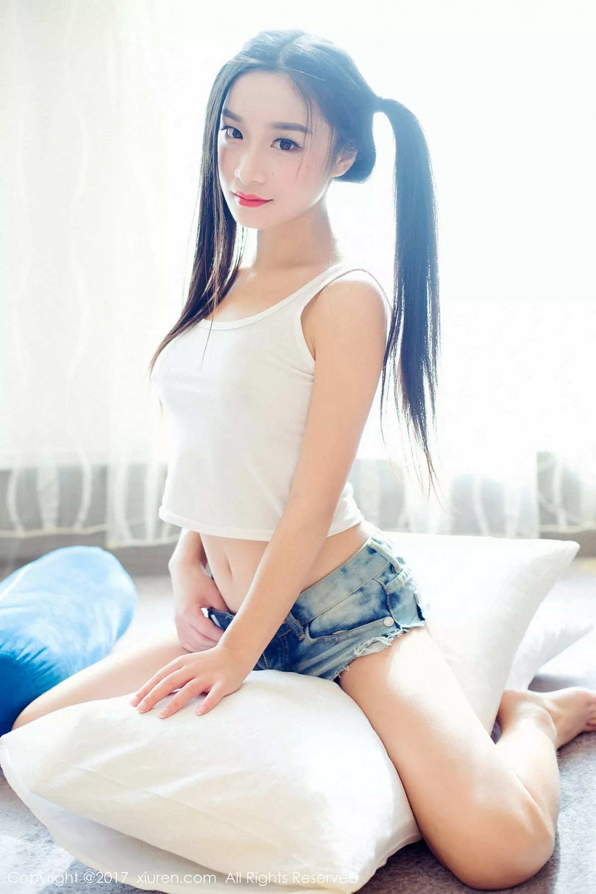 秀人集.com_[XiuRen秀人网]No.883_嫩模绮梦Cherish齐逼牛仔裤配白色内衣紧身秀完美身材写真46P