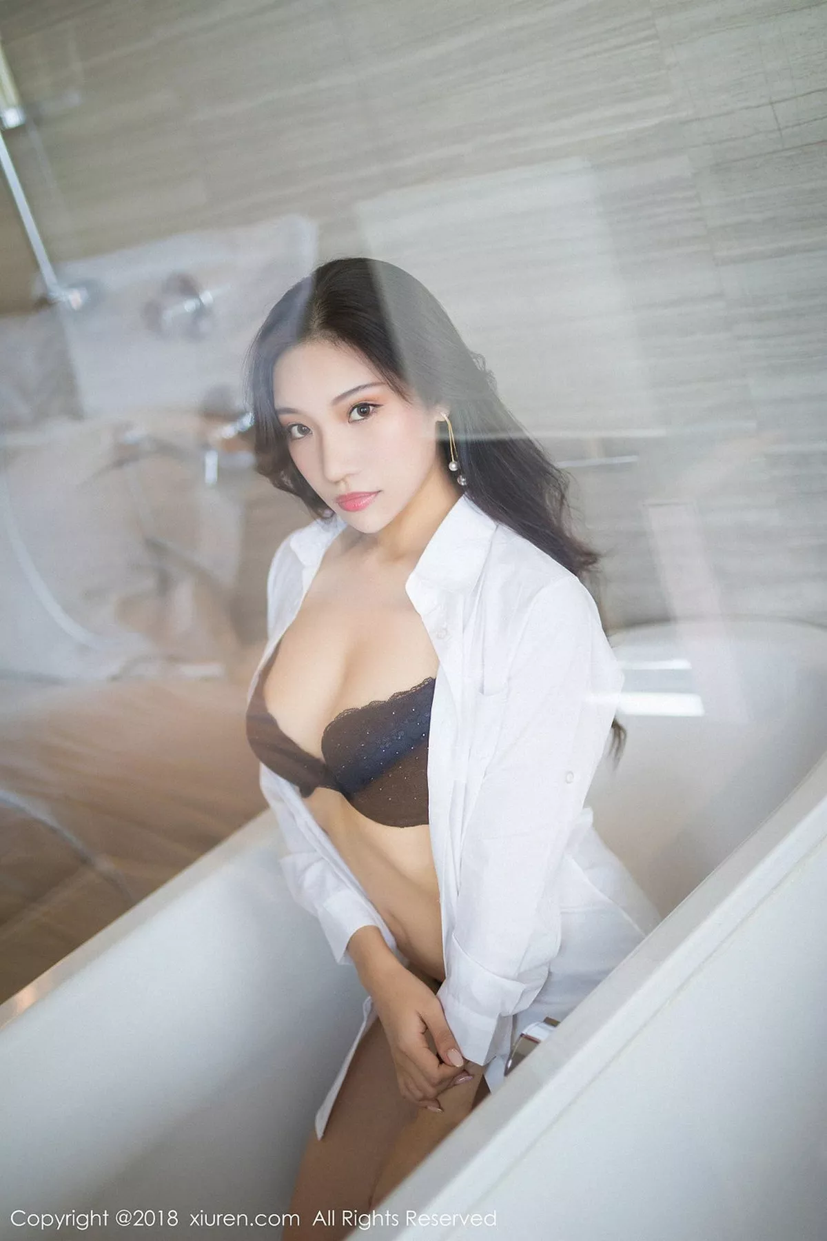 秀人集.com_[XiuRen秀人网]No.893_嫩模小狐狸Sica性感黑色女仆装+浴室透视内衣诱惑写真45P