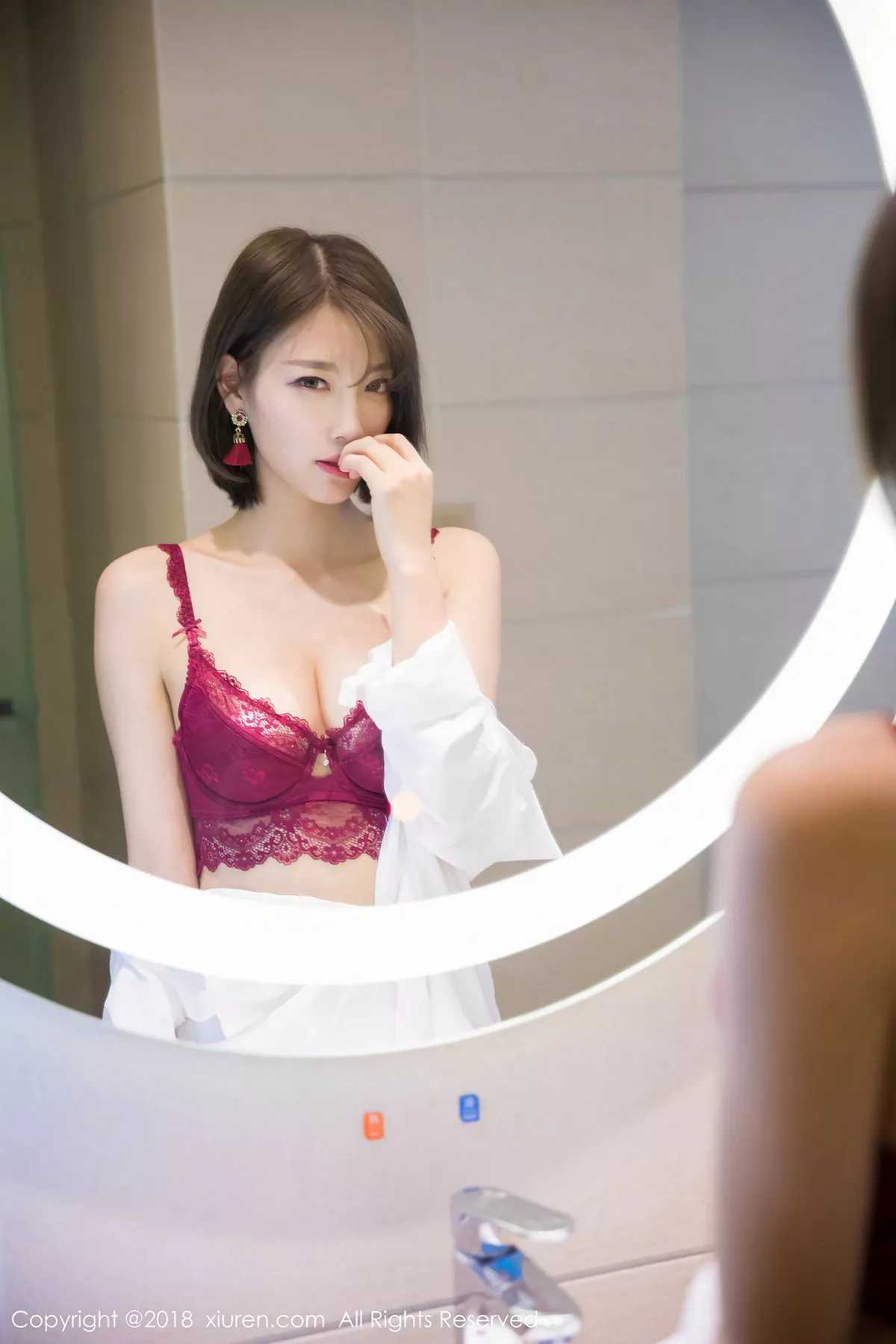 秀人集.com_[XiuRen秀人网]No.919_女神杨晨晨sugar性感白衬衣秀红色蕾丝内衣完美身材写真54P