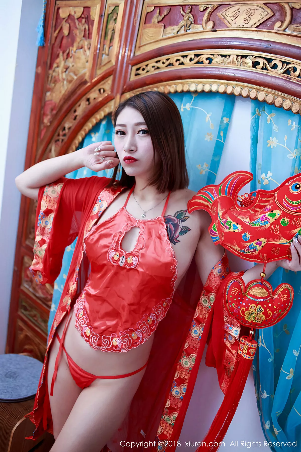 秀人集.com_[XiuRen秀人网]No.914_嫩模杜花花红色高叉旗袍装全脱秀美乳新春诱惑福利写真44P