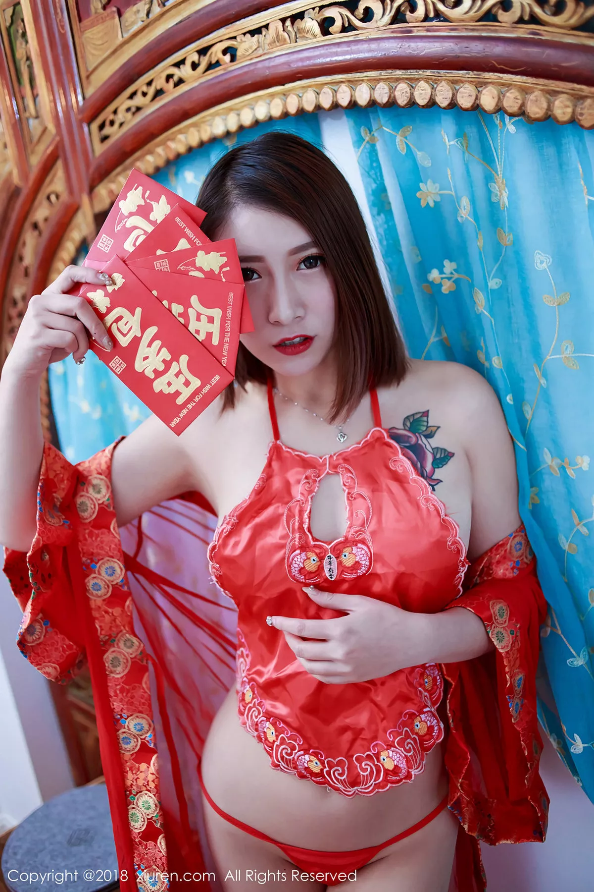 秀人集.com_[XiuRen秀人网]No.914_嫩模杜花花红色高叉旗袍装全脱秀美乳新春诱惑福利写真44P