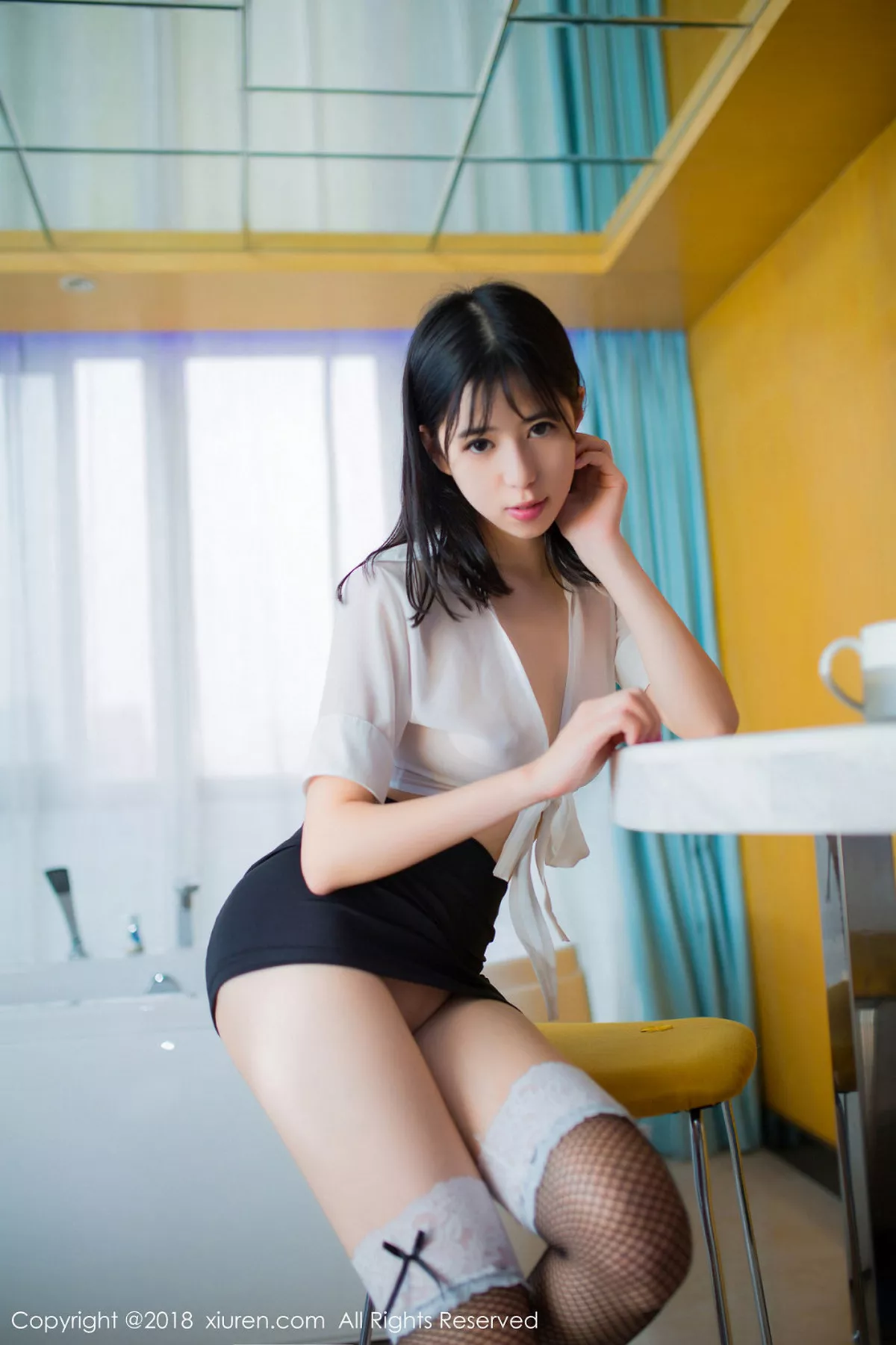 秀人集.com_[XiuRen秀人网]No.1014_嫩模艾栗栗性感小秘书黑色包臀短裙配黑色丝袜诱惑写真46P