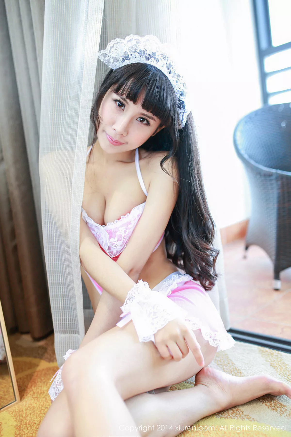秀人集.com_[XiuRen秀人网]No.132_嫩模涵涵_blackangela粉红女仆装及黑丝兔女郎系列写真86P