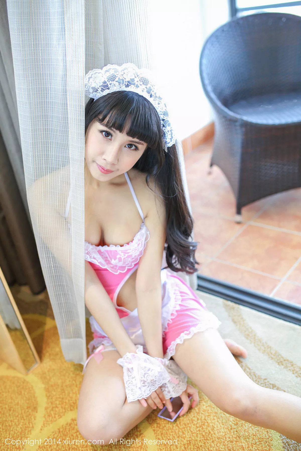 秀人集.com_[XiuRen秀人网]No.132_嫩模涵涵_blackangela粉红女仆装及黑丝兔女郎系列写真86P