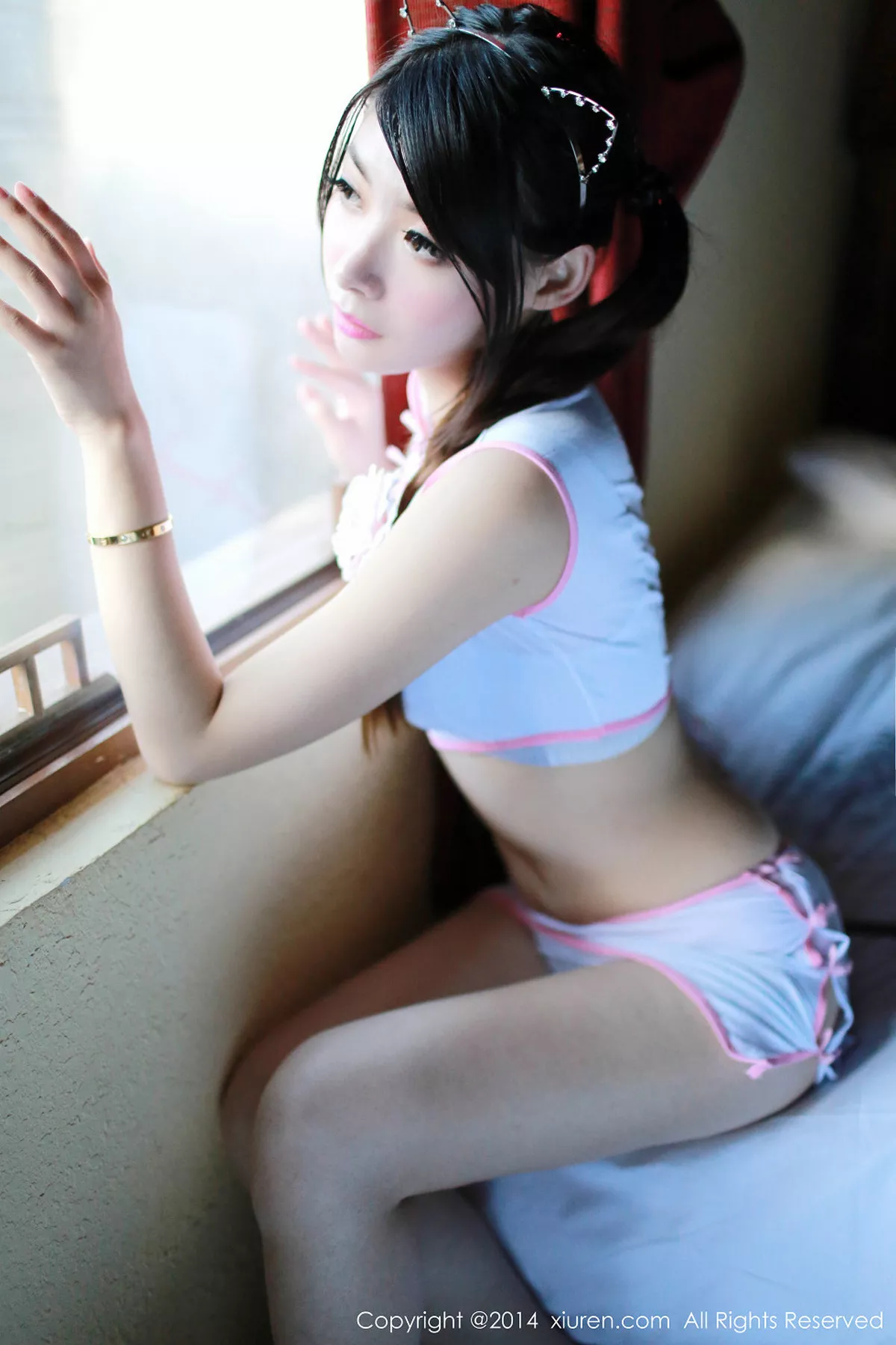 秀人集.com_[XiuRen秀人网]No.248_嫩模MARA醬丽江旅拍性感女仆装+粉红小旗袍诱惑写真41P
