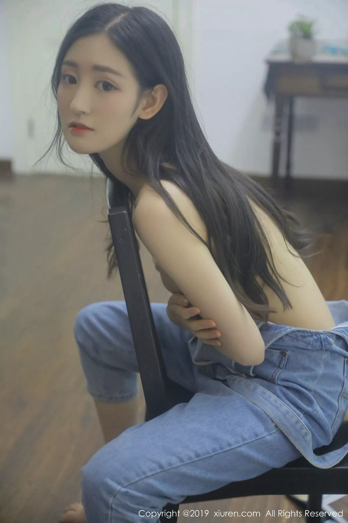 秀人集.com_[XiuRen秀人网]No.1464_嫩模沈梦瑶私房白色蕾丝内衣+吊带牛仔裤半脱露美乳诱惑写真57P