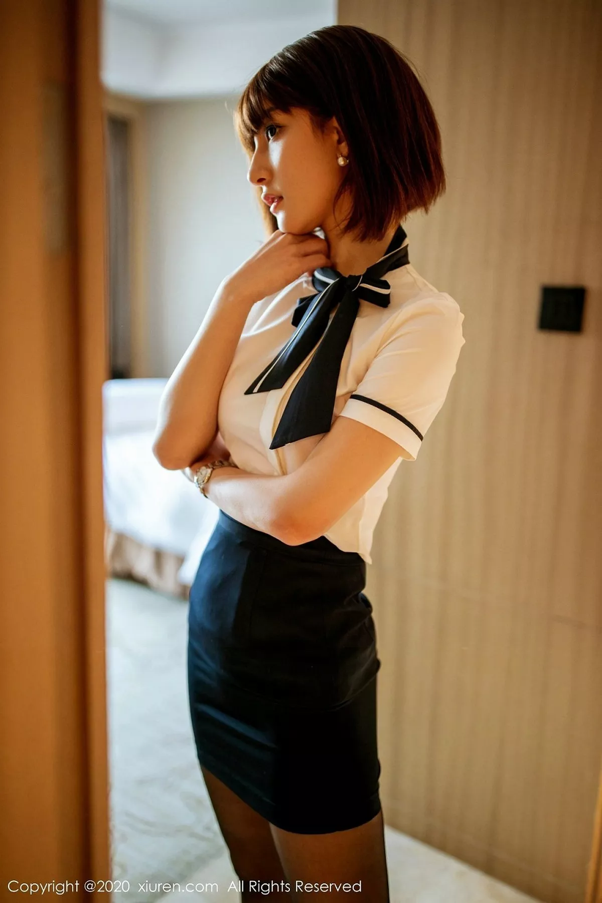 秀人集.com_[XiuRen秀人网]No.2082_嫩模林文文yooki私房空乘制服下性感红色内衣配黑丝袜诱惑写真62P