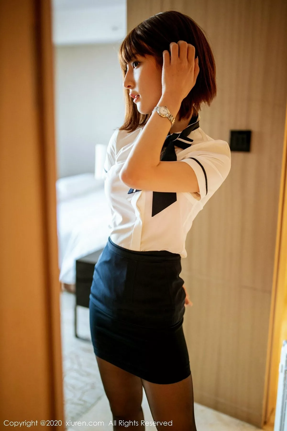秀人集.com_[XiuRen秀人网]No.2082_嫩模林文文yooki私房空乘制服下性感红色内衣配黑丝袜诱惑写真62P