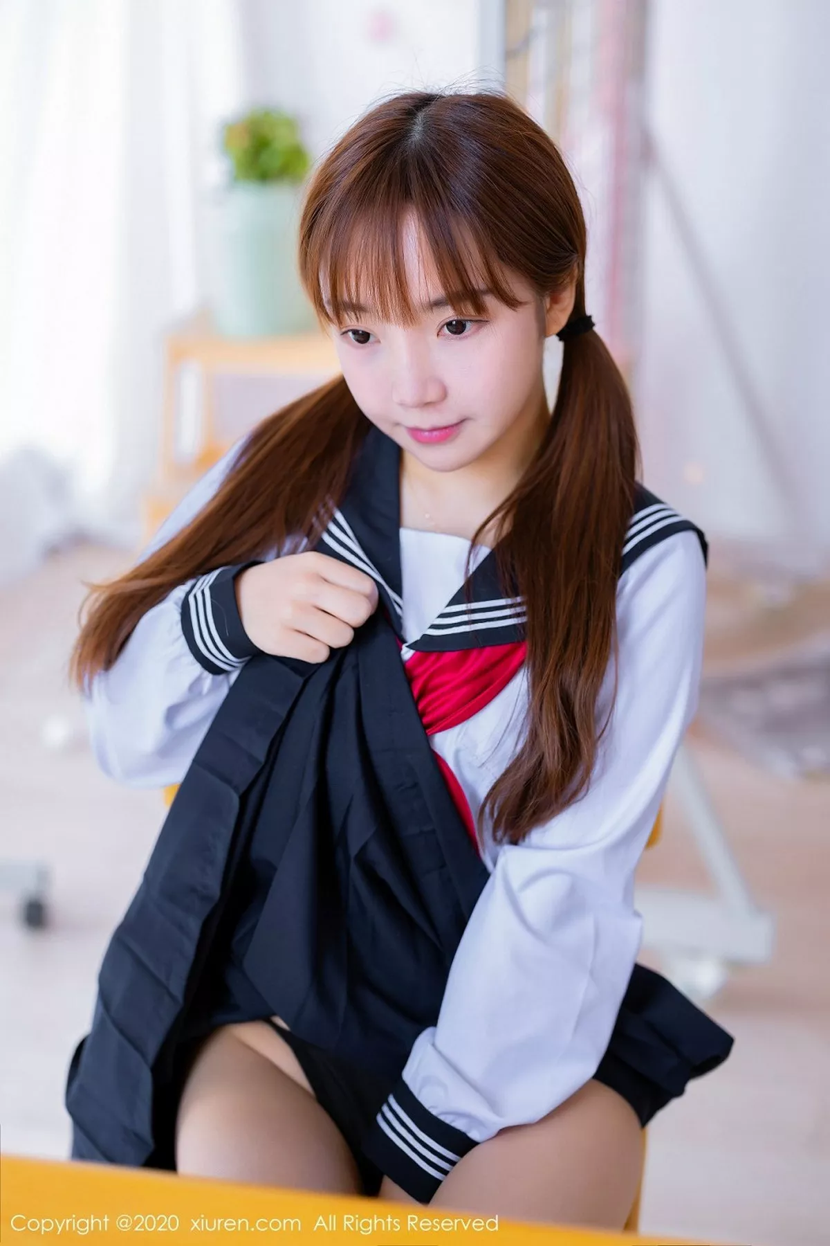 秀人集.com_[XiuRen秀人网]No.2196_嫩模团团子_una经典JK制服配黑色丁字裤秀翘臀撩人诱惑写真59P