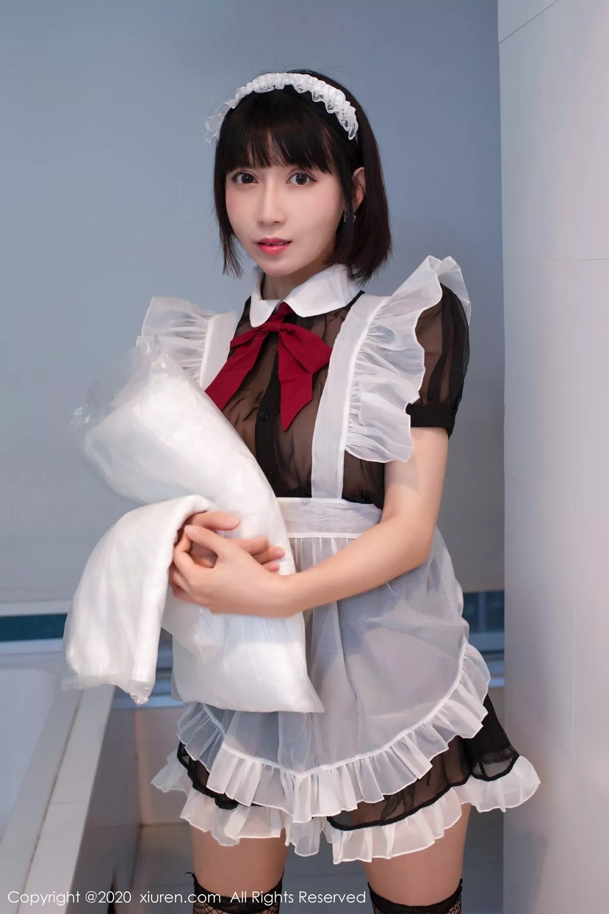 秀人集.com_[XiuRen秀人网]No.2494_大美妞安妮斯朵拉Ann私房黑色女仆装配黑丝渔网极致魅惑写真55P