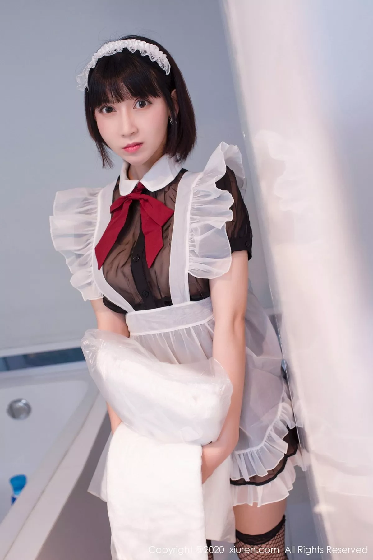秀人集.com_[XiuRen秀人网]No.2494_大美妞安妮斯朵拉Ann私房黑色女仆装配黑丝渔网极致魅惑写真55P