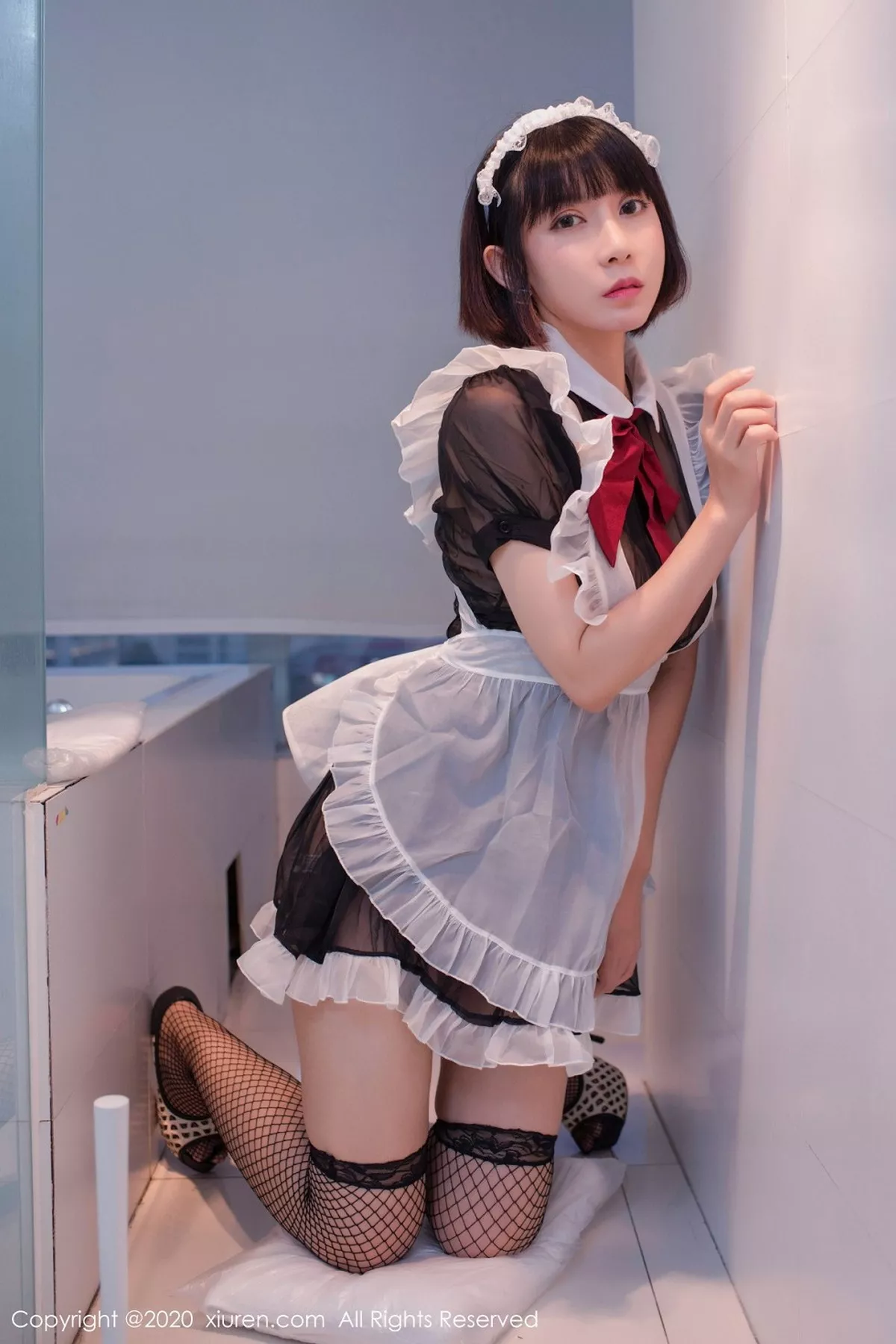 秀人集.com_[XiuRen秀人网]No.2494_大美妞安妮斯朵拉Ann私房黑色女仆装配黑丝渔网极致魅惑写真55P