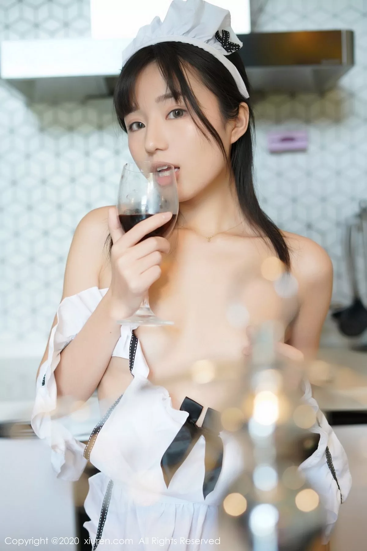 秀人集.com_[XiuRen秀人网]No.2676_嫩模仓井优香居家厨娘主题私房白色女仆装配丁字裤惹火诱惑写真37P