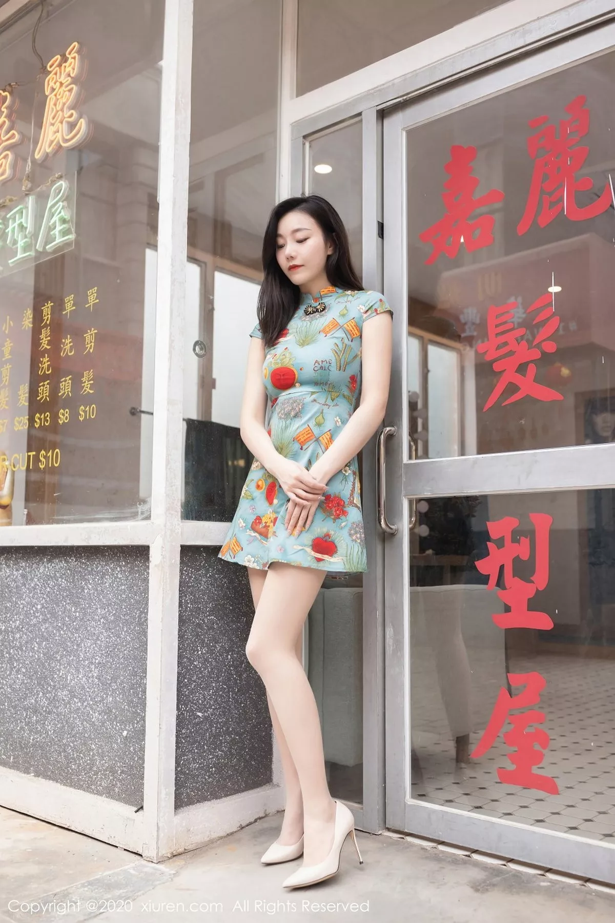 秀人集.com_[XiuRen秀人网]No.2963_嫩模安然Maleah新年发型屋主题怀旧港风旗袍半露豪乳诱惑写真65P