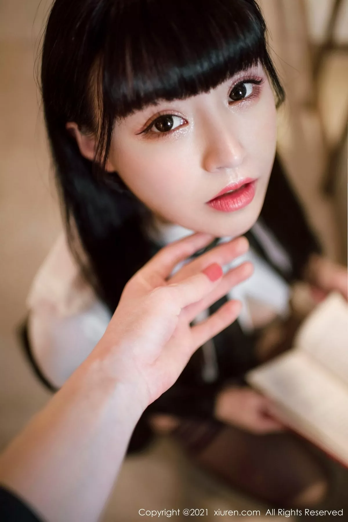 秀人集.com_[XiuRen秀人网]No.3038_女神朱可儿Flower图书馆主题脱白衬衣露完美身材撩人诱惑写真45P