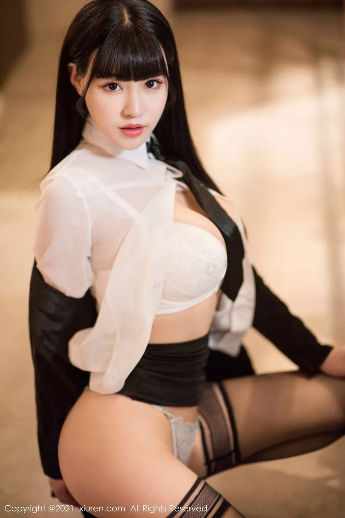 秀人集.com_[XiuRen秀人网]No.3038_女神朱可儿Flower图书馆主题脱白衬衣露完美身材撩人诱惑写真45P